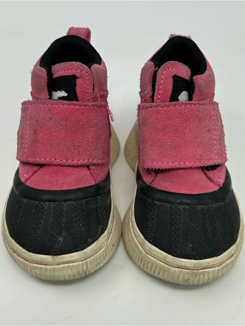 Sorel Duck Boots Girls Pink Waterproof Ankle Hook & Loop Strap Rubber Toe Size 7